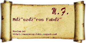Mészáros Fabó névjegykártya